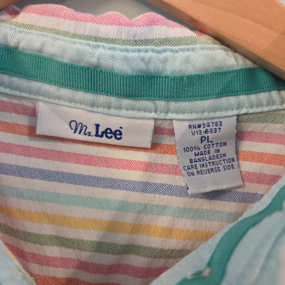 Womens Vintage 90s Ms. Lee Pastel Striped Button Down - Picture 3 of 7